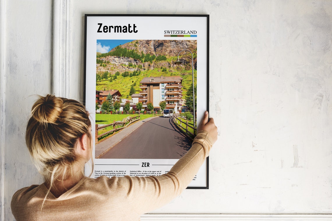 Zermatt Print Zermatt Poster Zermatt Wall Art Oil Painting Poster Colorful City Print City Artwork Travel Artwork Travel Wall Art - Image 4