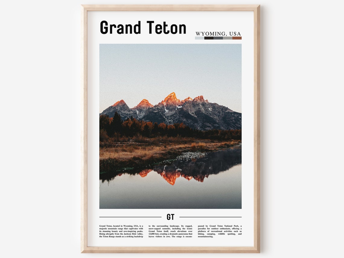 Grand Teton Poster Grand Teton Print Grand Teton Wall Art United States Photo United States Poster United States Print