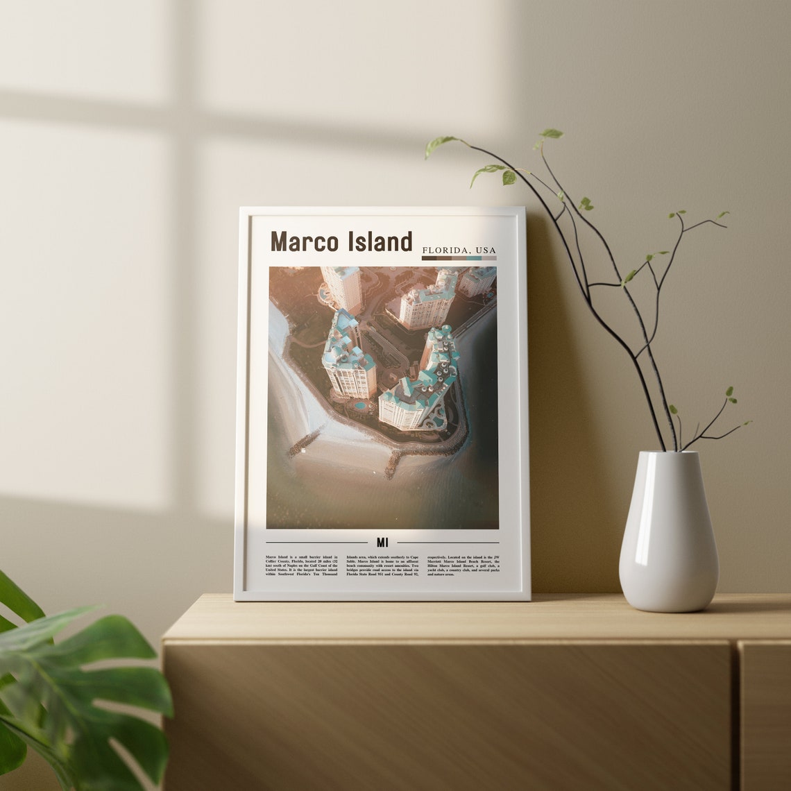 Marco Island Print Marco Island Poster Marco Island Wall Art Oil Painting Poster City Print City Artwork Travel Artwork Travel Wall Art - Image 2