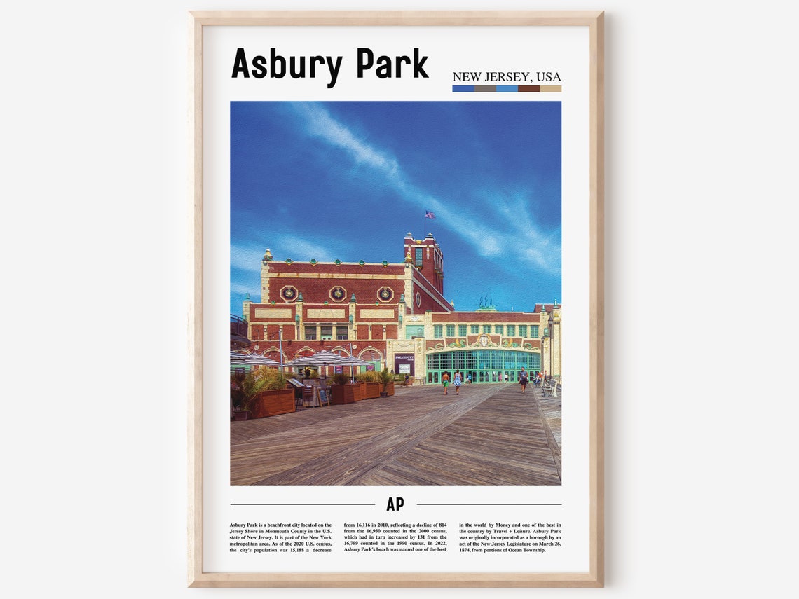 Asbury Park Print Asbury Park Poster Asbury Park Wall Art Oil Painting Poster City Print City Artwork Travel Artwork Travel Wall Art