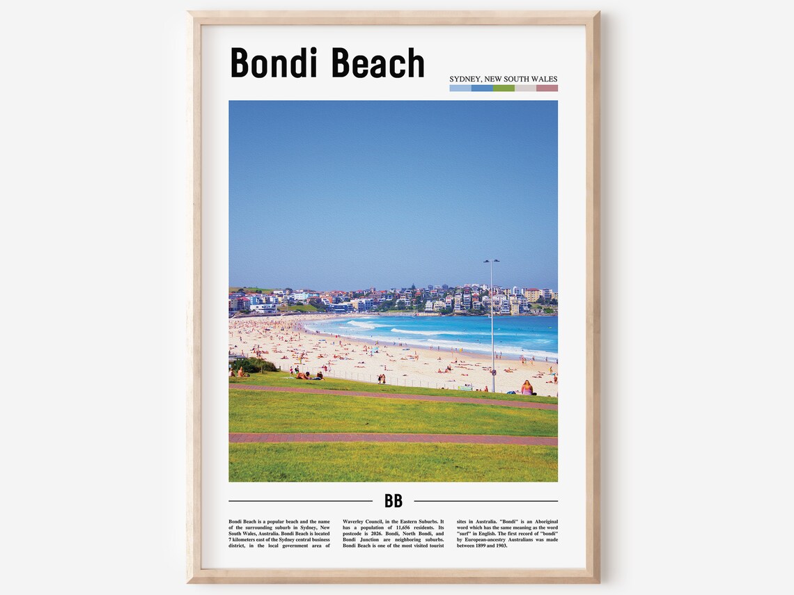 Bondi Beach Print Bondi Beach Poster Bondi Beach Wall Art Oil Painting Poster City Print City Artwork Travel Artwork Travel Wall Art