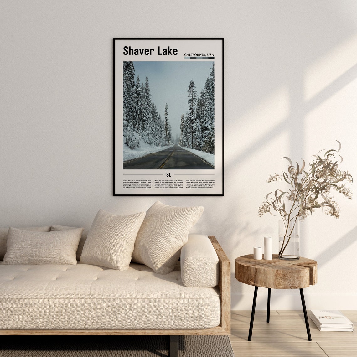 Shaver Lake Print Shaver Lake Poster Shaver Lake Wall Art Minimal Travel Print Minimal City Poster Travel Destination Oil Painting Poster - Image 2