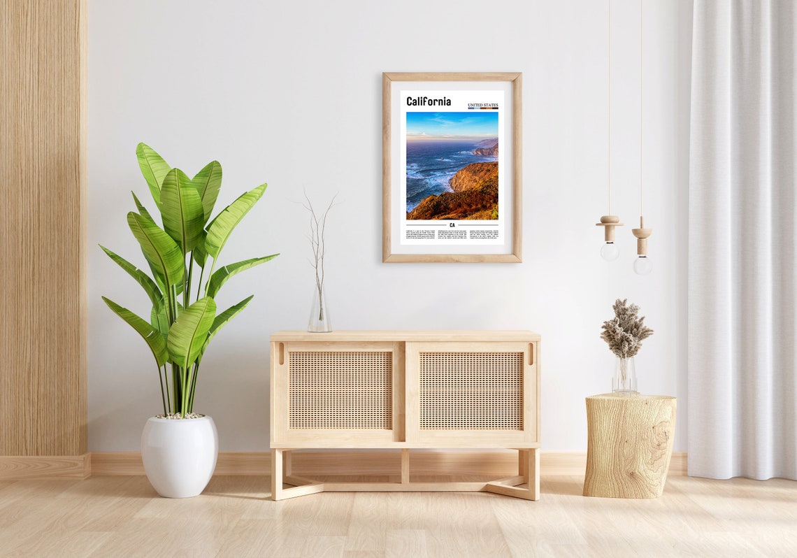 California Poster California Print California Wall Art Minimal Travel Print Minimal City Poster Travel Destination Oil Painting Poster - Image 3