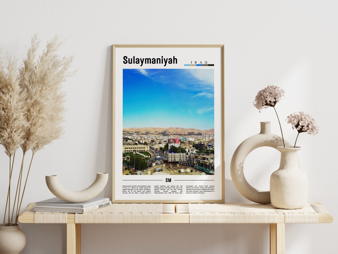 Sulaymaniyah Poster Sulaymaniyah Print Sulaymaniyah Wall Art Minimal Travel Print Travel Destination Oil Painting Poster - Image 6