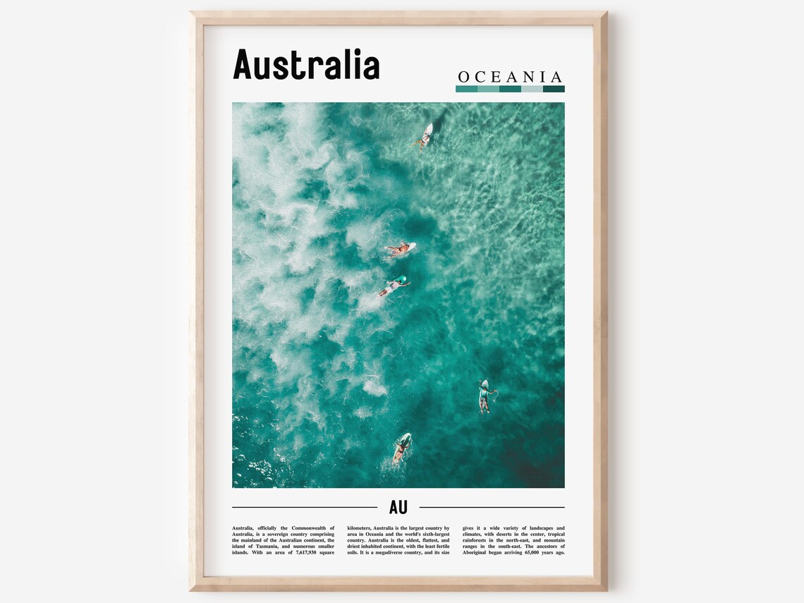 Australia Travel Poster, Minimal Oil Painting
