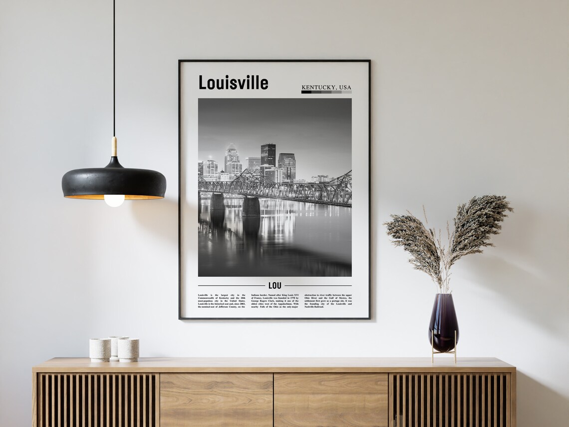 Louisville Black And White Travel Poster - Image 4
