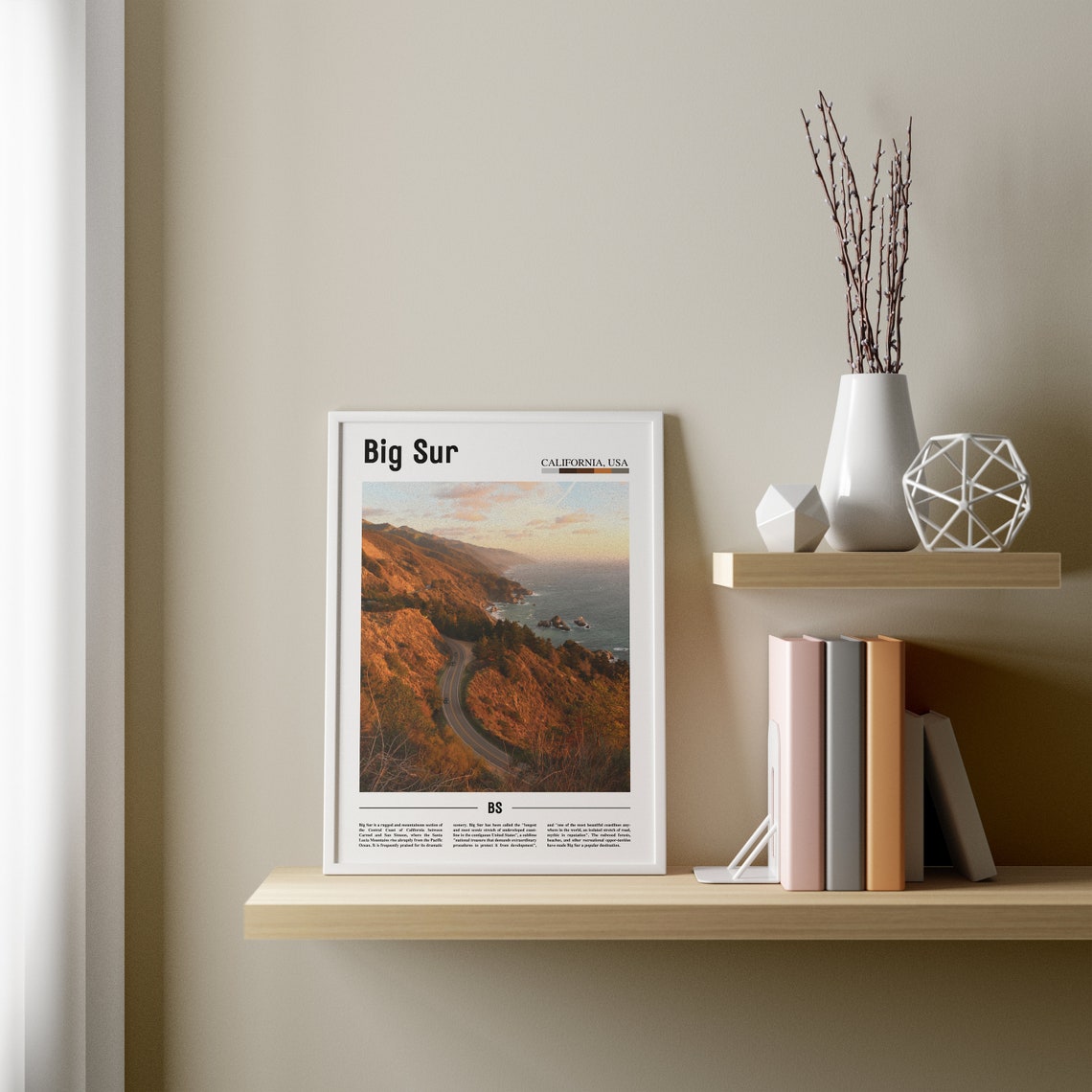 Big Sur Print Big Sur Poster Big Sur Wall Art Minimal Travel Print Minimal City Poster Travel Destination City Print Oil Painting Poster - Image 2