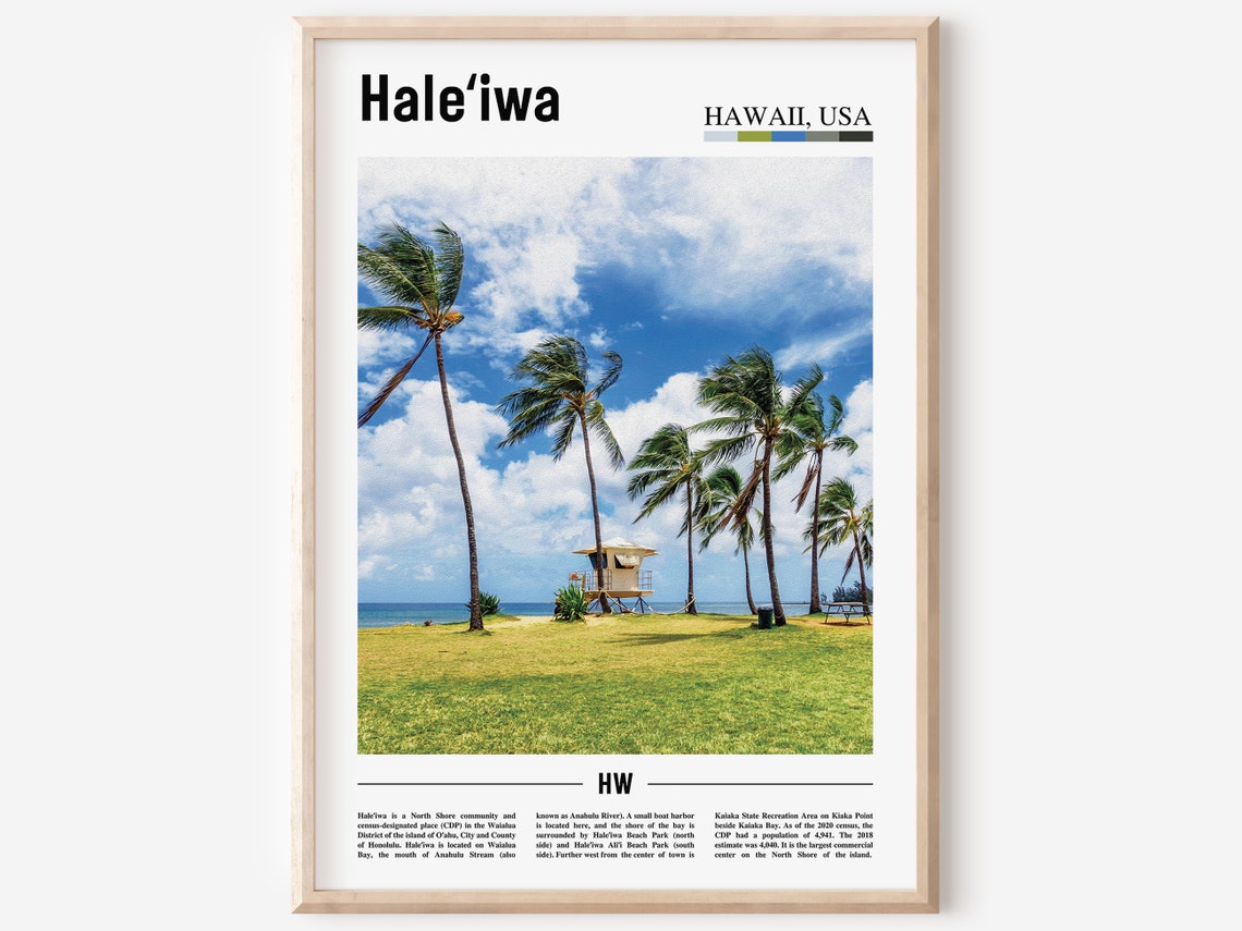 Haleiwa Print Haleiwa Poster Haleiwa Wall Art Oil Painting Poster Colorful City Print City Artwork Travel Artwork Travel Wall Art