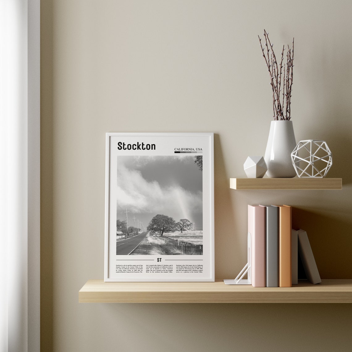 Stockton Print Black And White Stockton Poster Stockton Wall Art Travel Poster City Artwork Travel Artwork Travel Wall Art City Art Print - Image 3