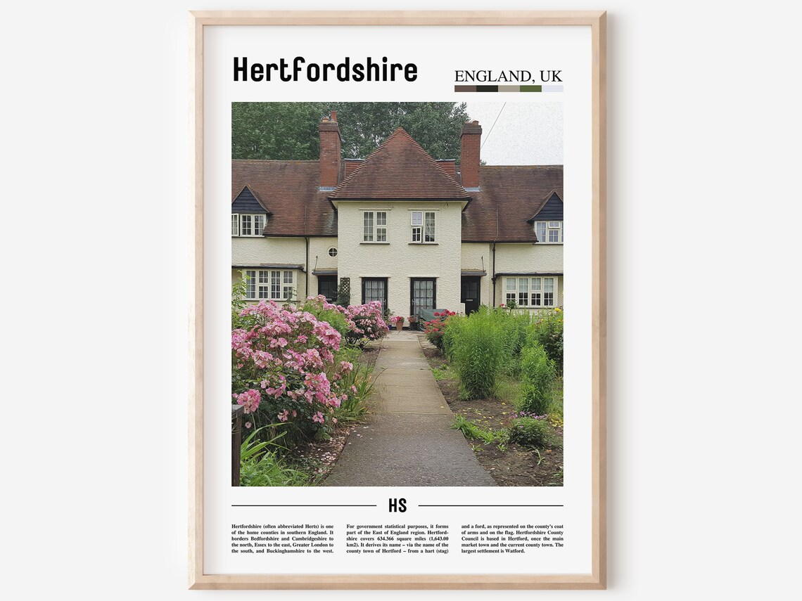 Hertfordshire Minimal Travel Poster, Oil Painting