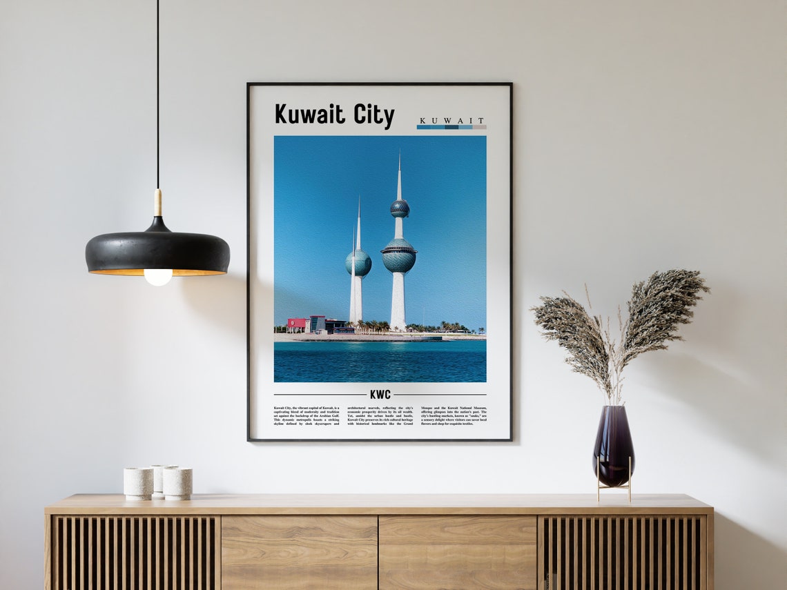 Kuwait City Poster Kuwait City Print Kuwait City Wall Art Minimal Travel Print Travel Destination Oil Painting Poster - Image 4