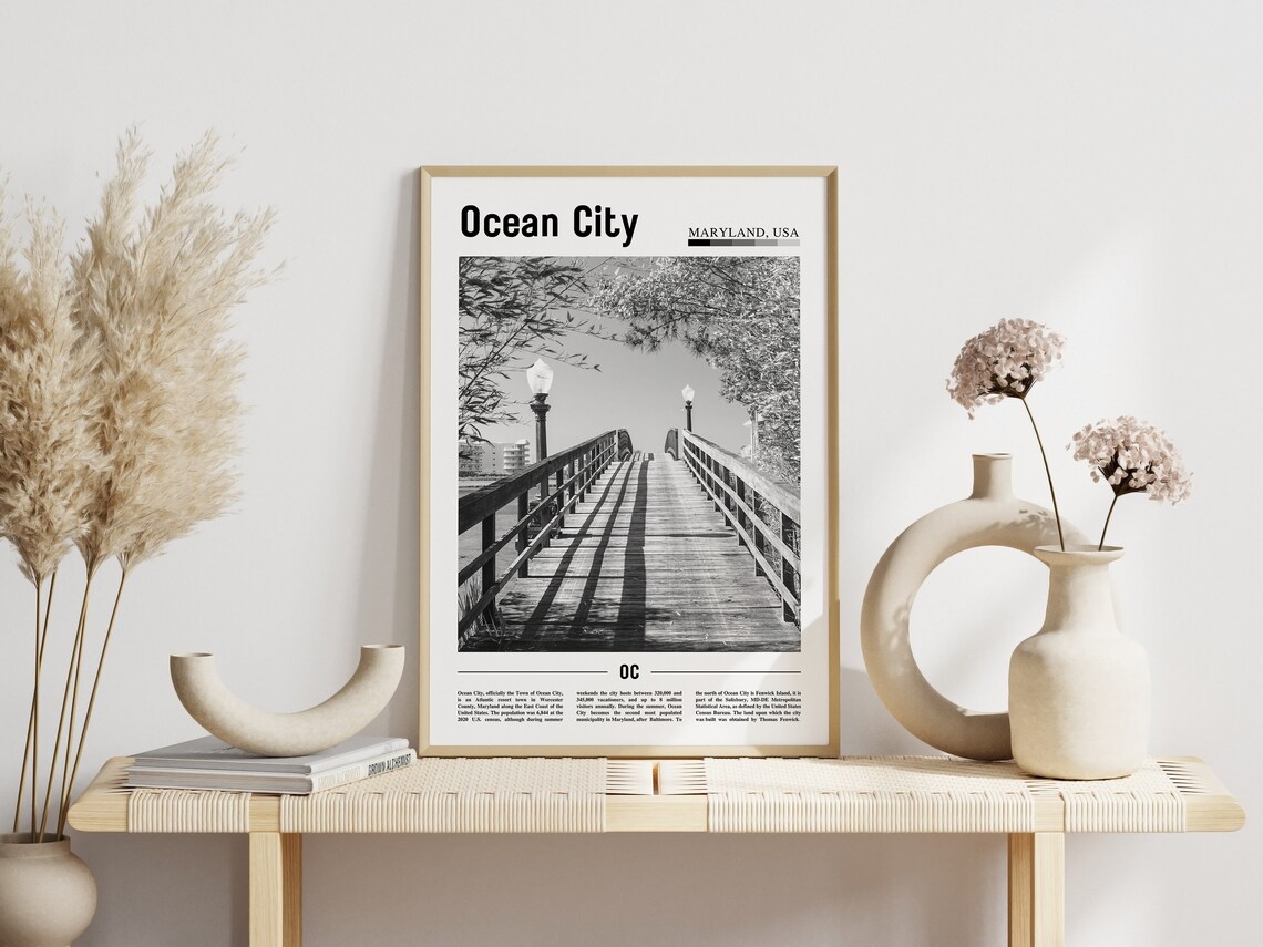 Ocean City Black And White Travel Poster - Image 6