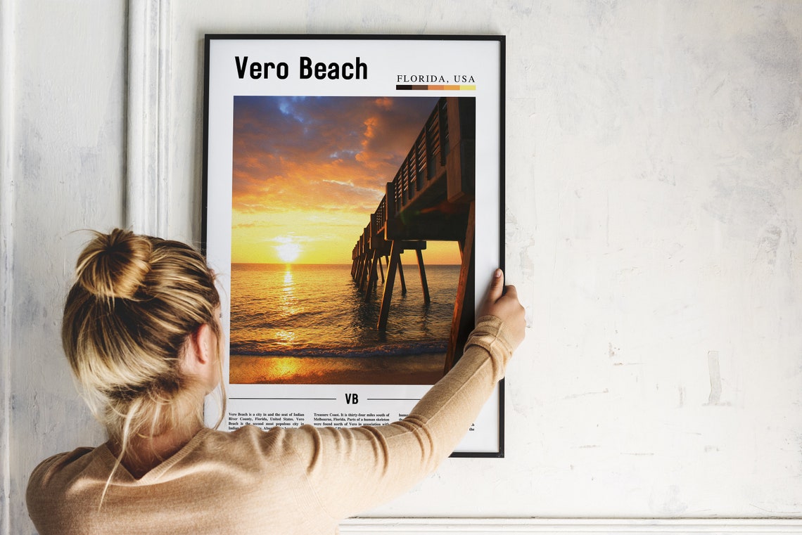 Vero Beach Print Vero Beach Poster Vero Beach Wall Art Oil Painting Poster Colorful City Print City Artwork Travel Artwork Travel Art - Image 4