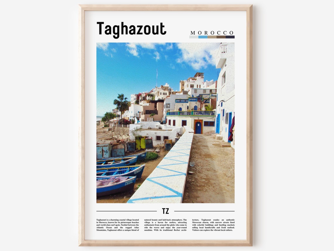 Taghazout Poster Taghazout Print Taghazout Wall Art Minimal Travel Print Travel Destination Oil Painting Poster