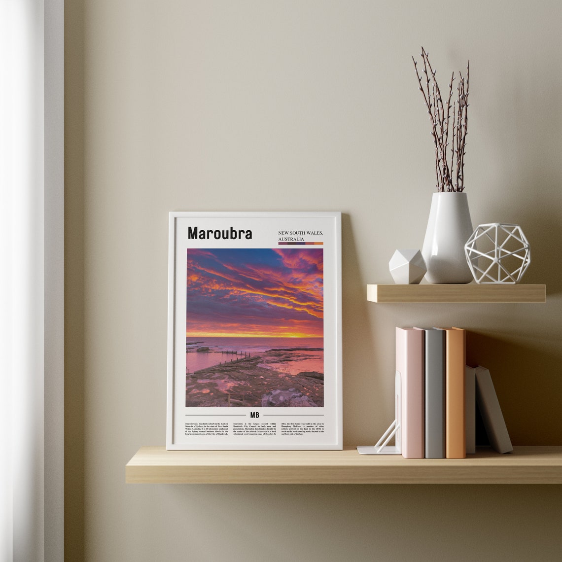 Maroubra Print Maroubra Poster Maroubra Wall Art Oil Painting Poster Colorful City Print City Artwork Travel Artwork Travel Wall Art - Image 3