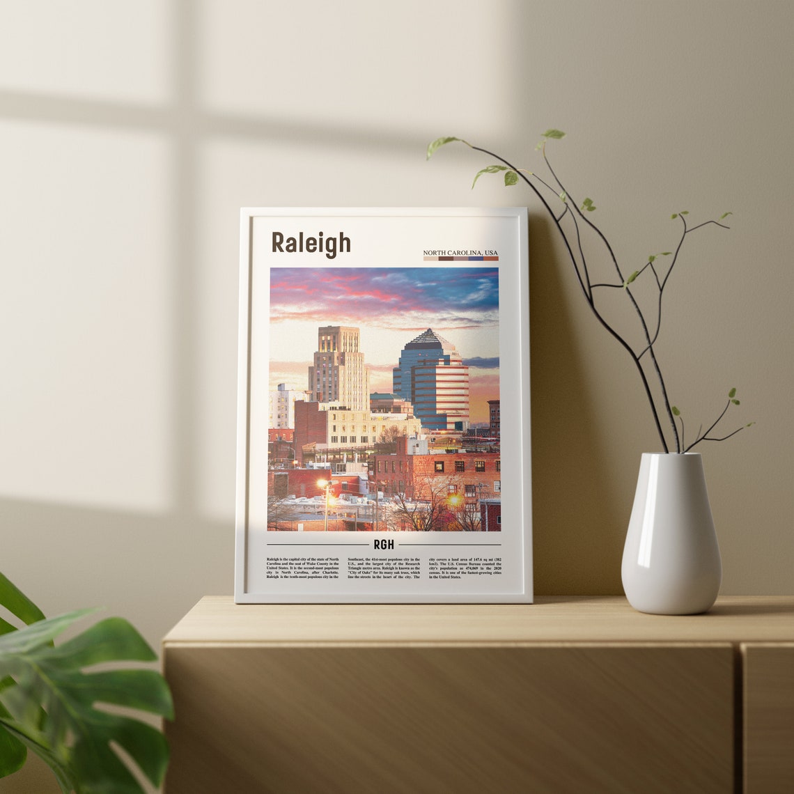 Raleigh Print Raleigh Poster Raleigh Wall Art Oil Painting Poster Colorful City Print City Artwork Travel Artwork Travel Wall Art - Image 2