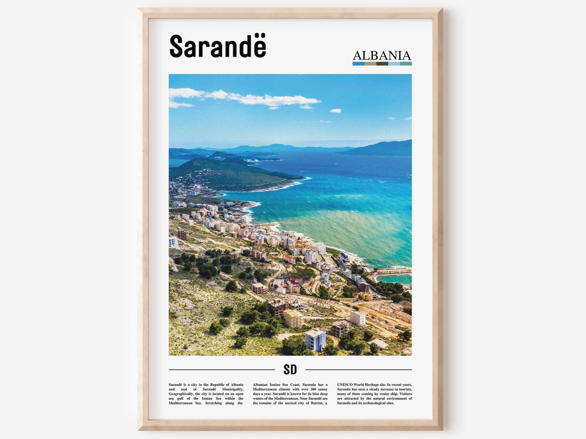Sarande Print Sarande Poster Sarande Wall Art Oil Painting Poster Colorful City Print City Artwork Travel Artwork Travel Wall Art