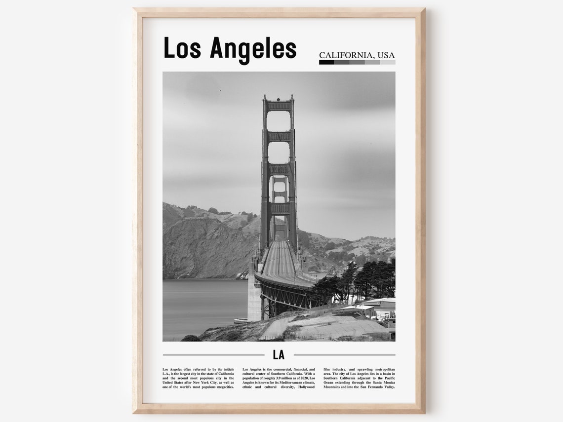Los Angeles Poster Black And White Los Angeles Print Black And White Los Angeles Wall Art Minimal Travel Print Travel Poster