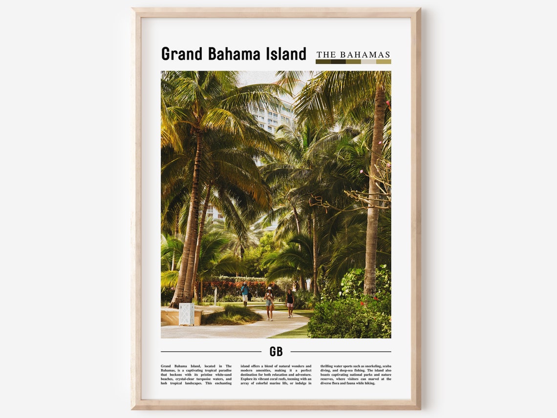 Grand Bahama Island Poster Grand Bahama Island Print Grand Bahama Island Wall Art Minimal Travel Print Oil Painting Poster