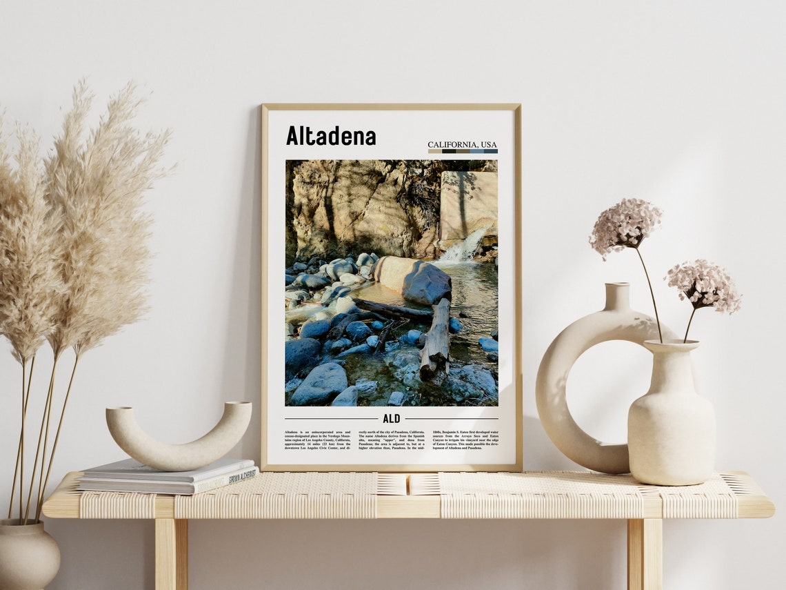 Altadena Poster Altadena Print Altadena Wall Art Minimal Travel Print Minimal City Poster Travel Destination Oil Painting Poster - Image 6