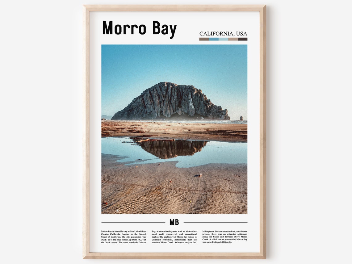 Morro Bay Print Morro Bay Poster Morro Bay Wall Art Oil Painting Poster Colorful City Print City Artwork Travel Artwork Travel Wall Art