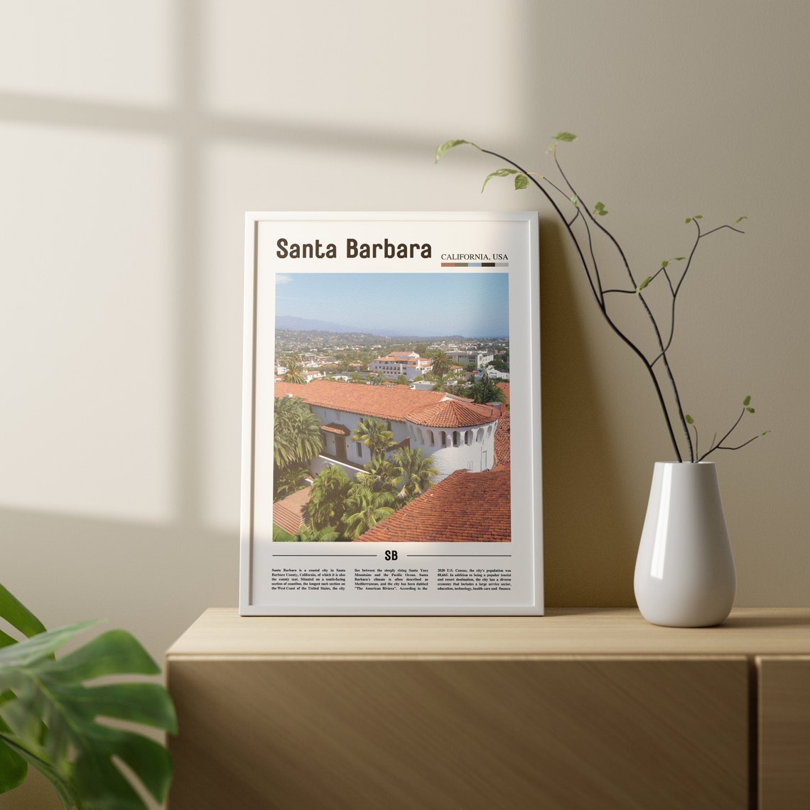 Santa Barbara Print Santa Barbara Poster Santa Barbara Wall Art Oil Painting Poster Colorful City Print City Artwork Travel Artwork - Image 3