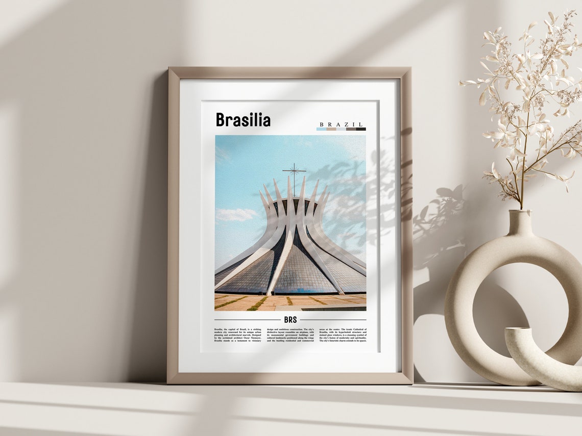 Brasilia Poster Brasilia Print Brasilia Wall Art South America Poster South America Print Travel Poster - Image 3