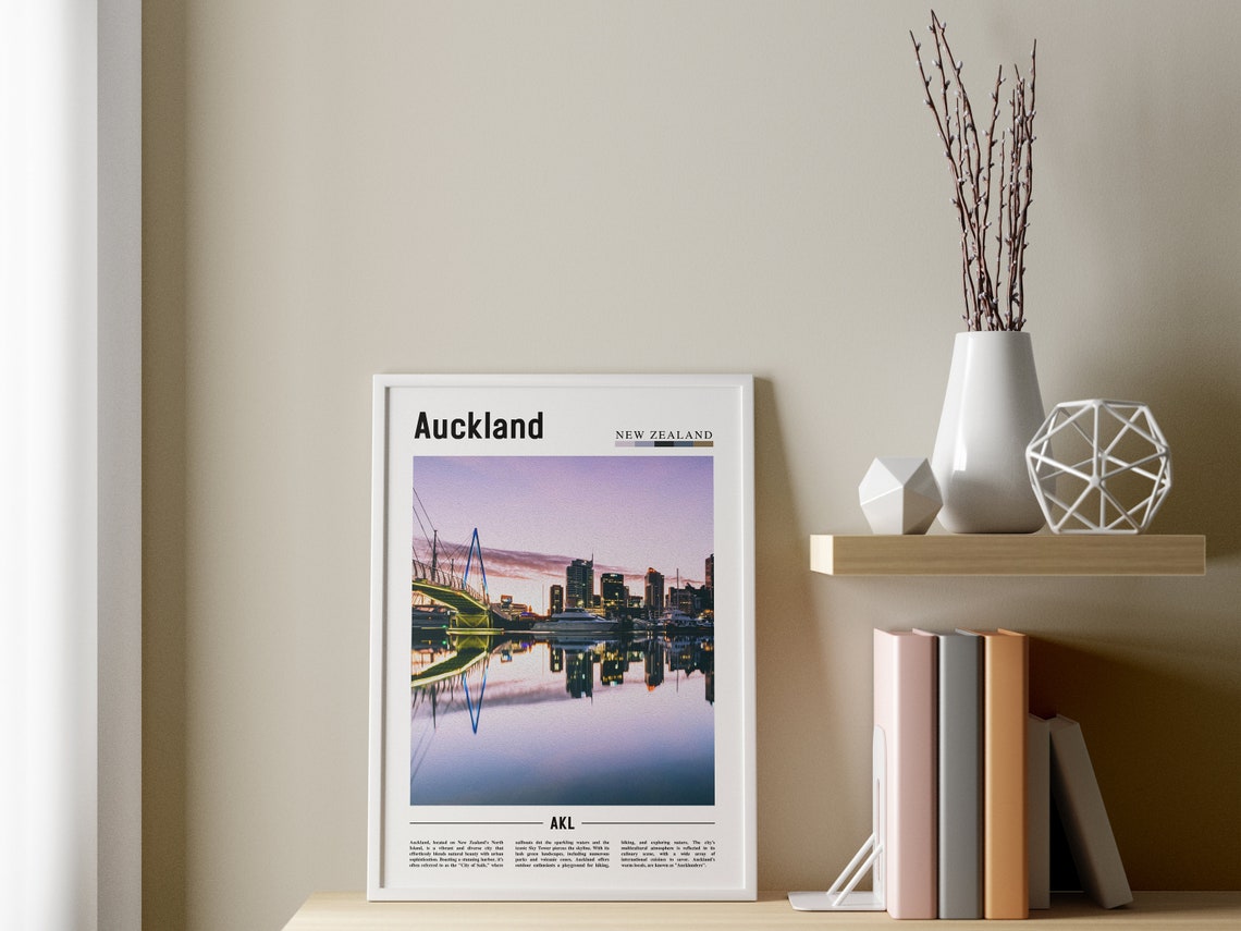 Auckland Poster Auckland Print Auckland Wall Art Minimal Travel Print Travel Destination Oil Painting Poster - Image 3