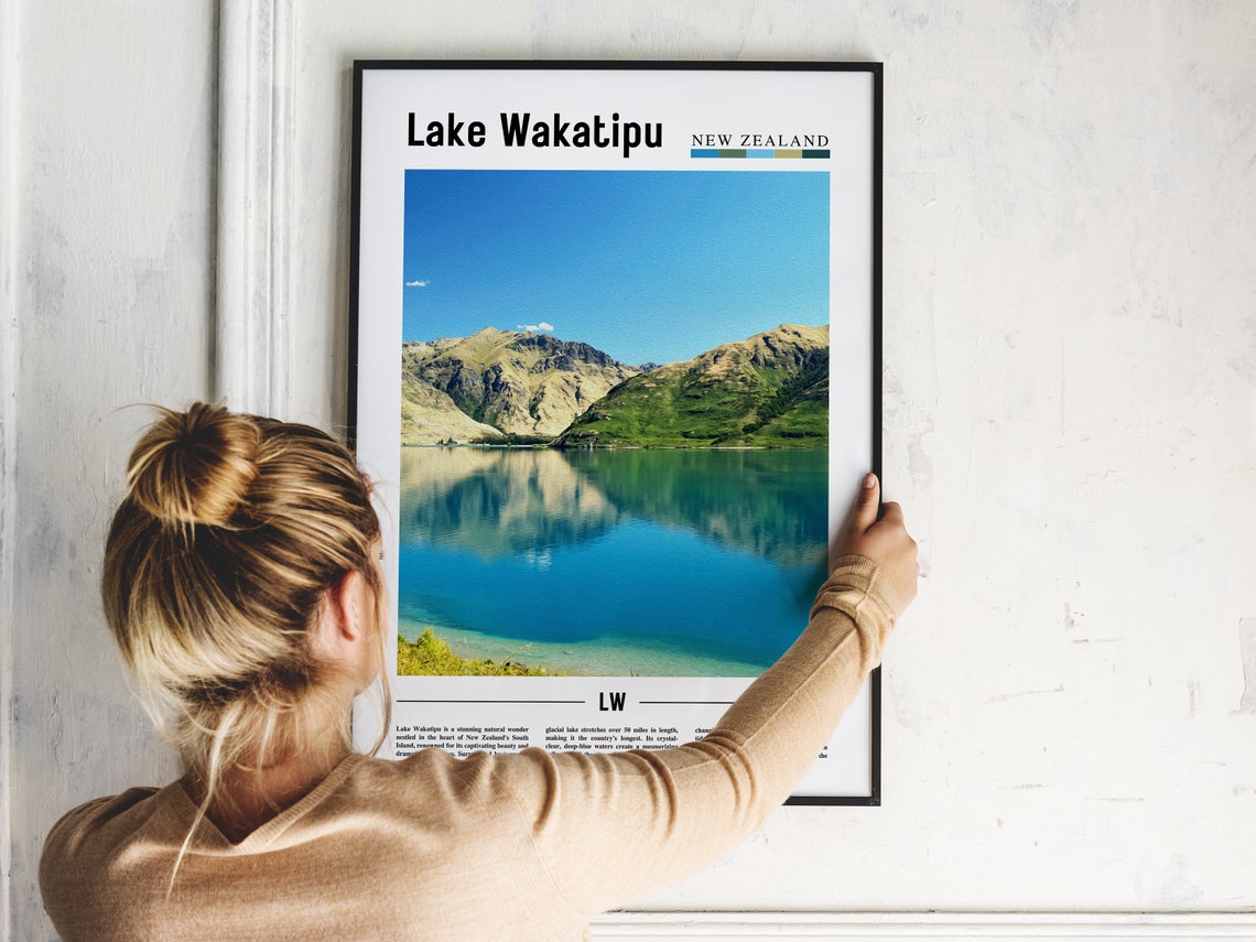 Lake Wakatipu, Minimal Travel Art Print - Image 5