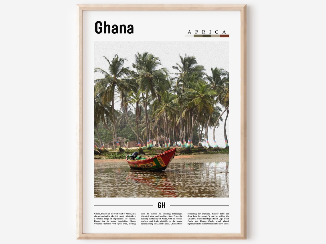 Ghana Poster Ghana Print Ghana Wall Art Minimal Travel Print Travel Destination Oil Painting Poster