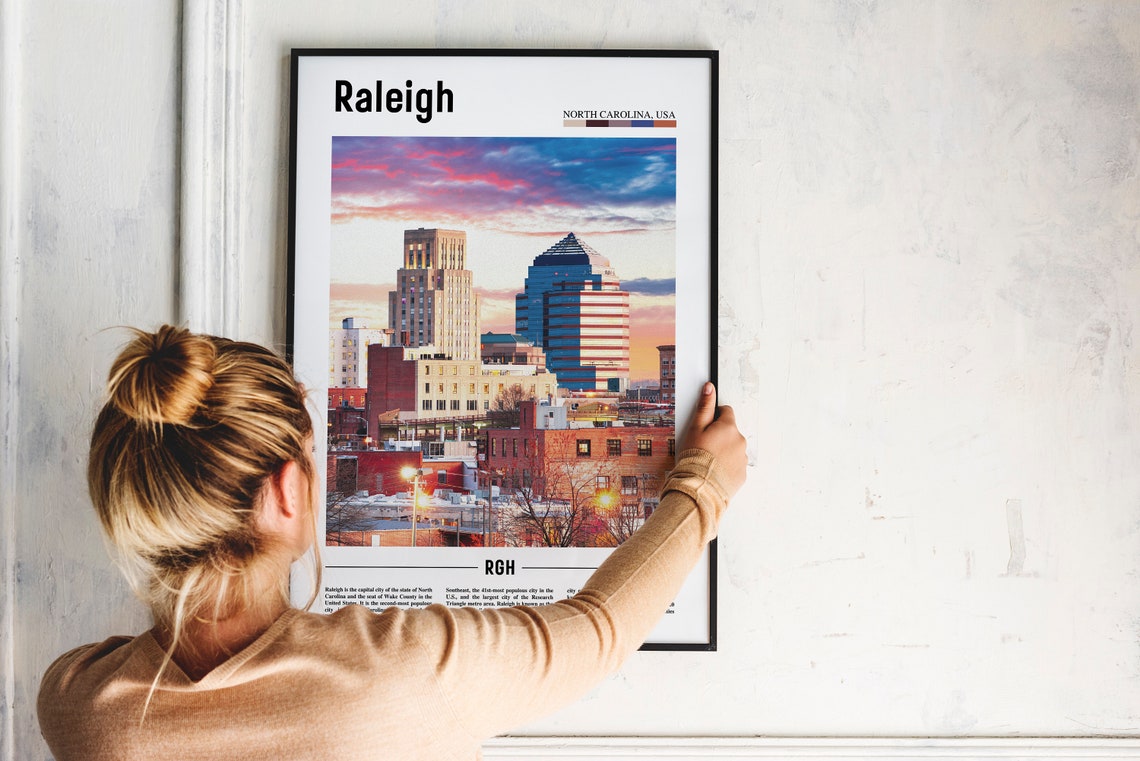 Raleigh Print Raleigh Poster Raleigh Wall Art Oil Painting Poster Colorful City Print City Artwork Travel Artwork Travel Wall Art - Image 4