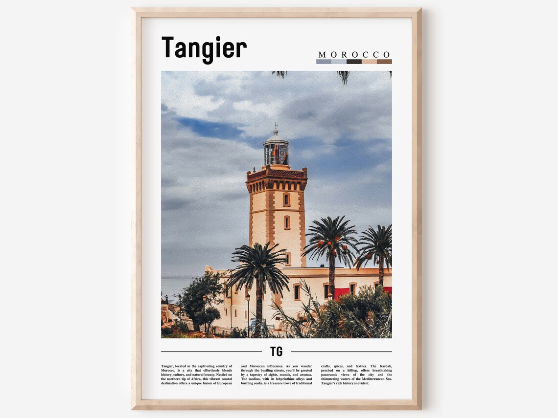 Tangier Minimal Travel Poster, Oil Painting