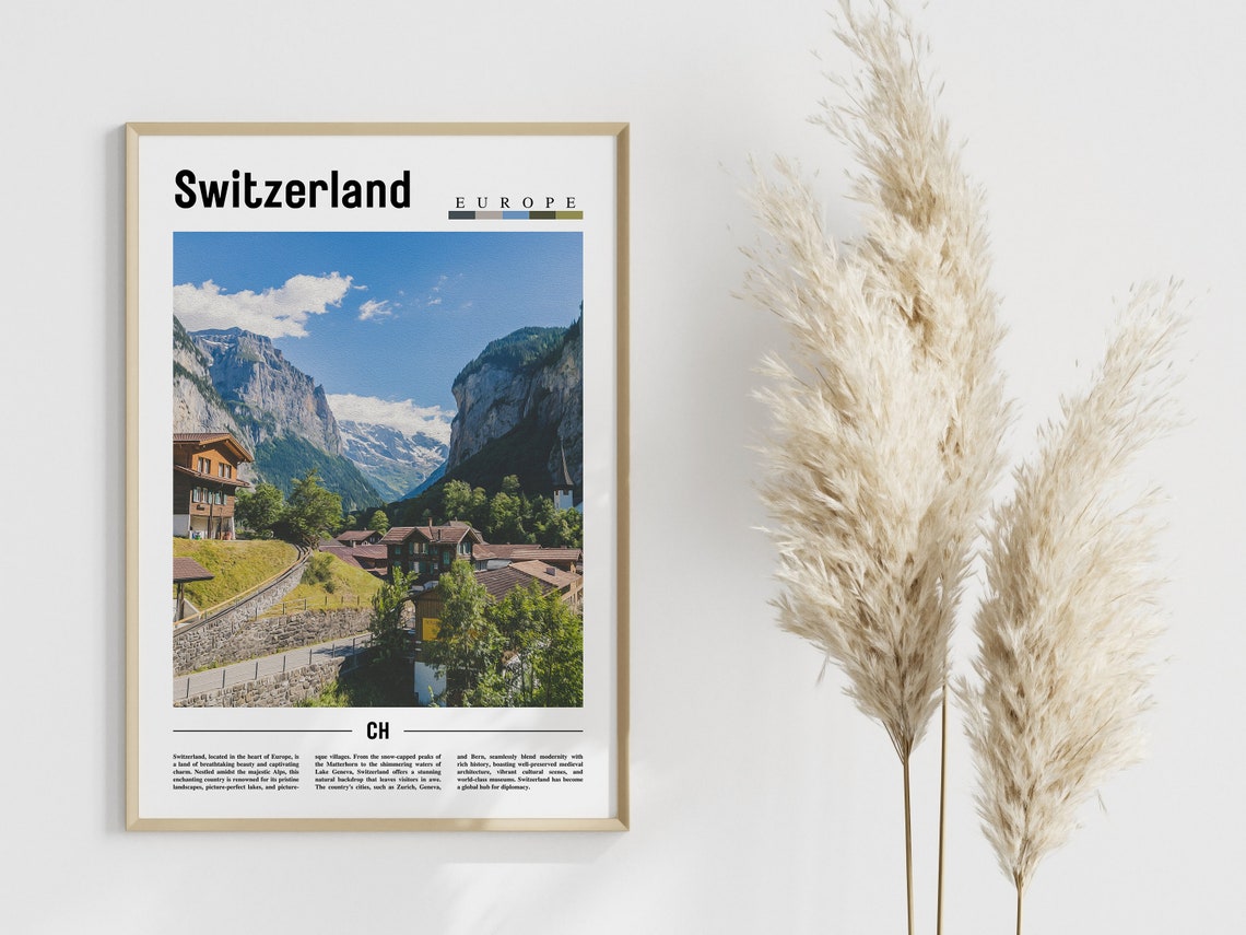 Switzerland Poster Switzerland Print Switzerland Wall Art Europe Photo Europe Poster Europe Print Travel Poster - Image 4