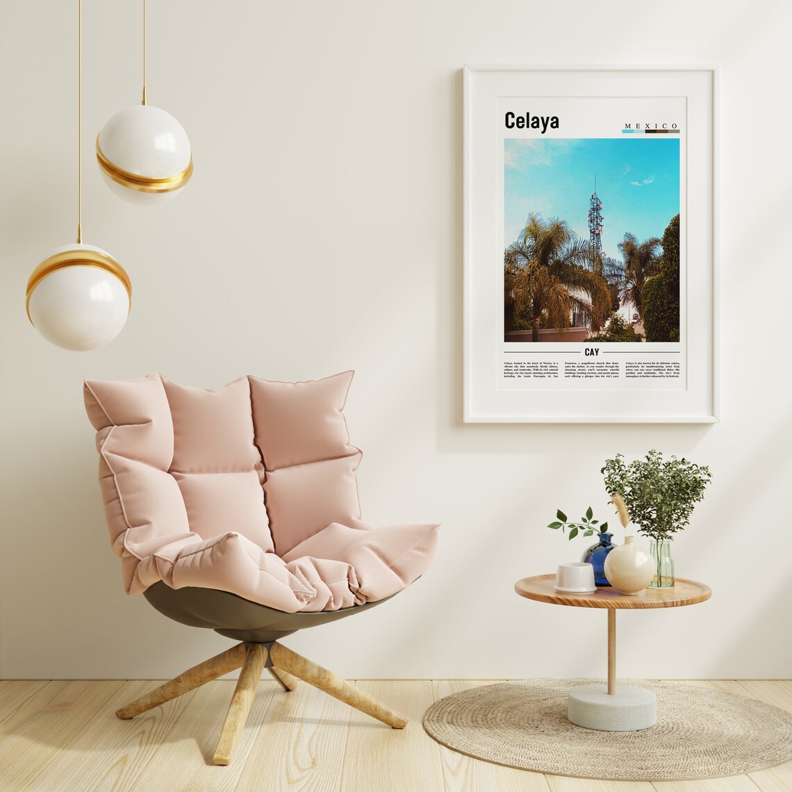 Celaya Minimal Travel Poster, Oil Painting Style - Image 6