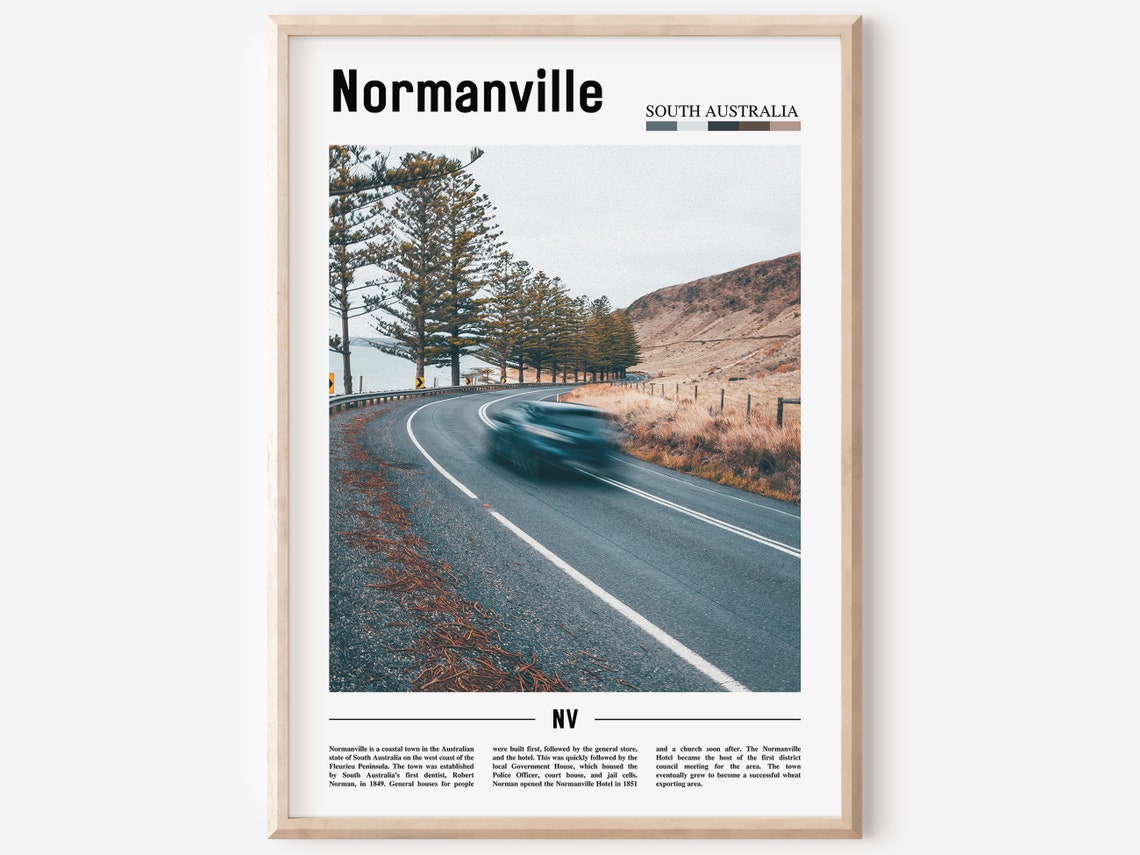 Normanville Print Normanville Poster Normanville Wall Art Minimal Travel Print Minimal City Poster Travel Destination Oil Painting Poster