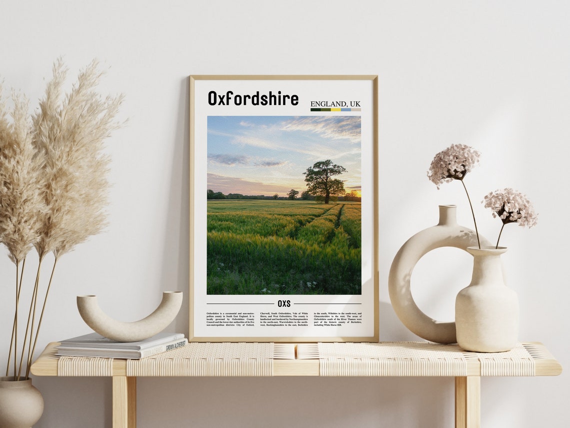 Oxfordshire Print Oxfordshire Poster Oxfordshire Wall Art Minimal Travel Print Minimal City Poster Travel Destination Oil Painting Poster - Image 5