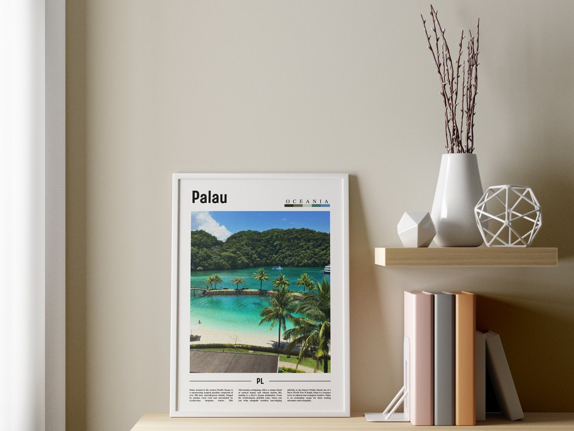 Palau Poster Palau Print Palau Wall Art Minimal Travel Print Travel Destination Oil Painting Poster - Image 3