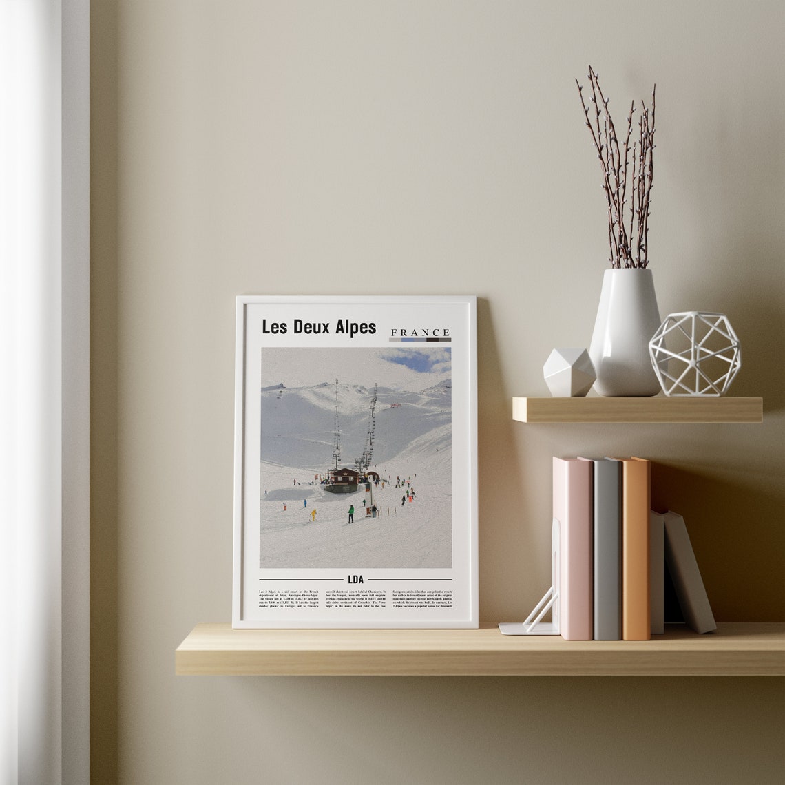 Les Deux Alpes Print Les Deux Alpes Poster Les Deux Alpes Wall Art Minimal Travel Print Minimal City Poster Travel Oil Painting Poster - Image 3