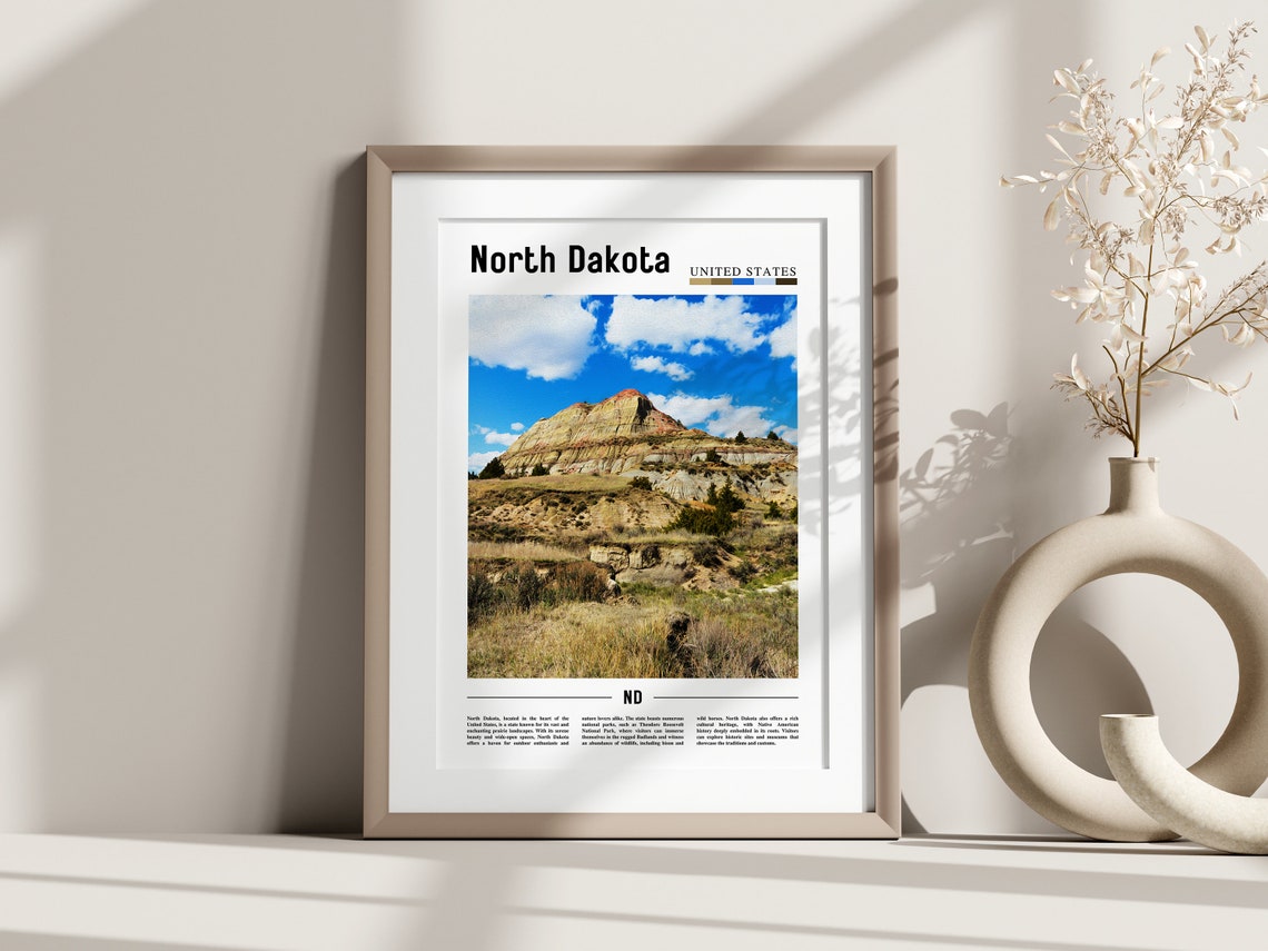 North Dakota Poster North Dakota Print North Dakota Wall Art United States Photo United States Poster United States Print - Image 3