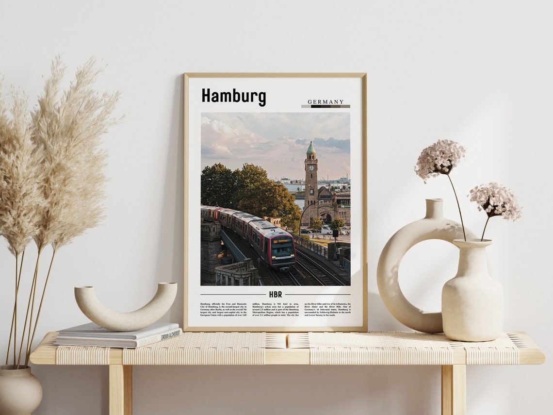 Hamburg Print Hamburg Poster Hamburg Wall Art Minimal Travel Print Minimal City Poster Travel Destination City Print Oil Painting Poster - Image 5