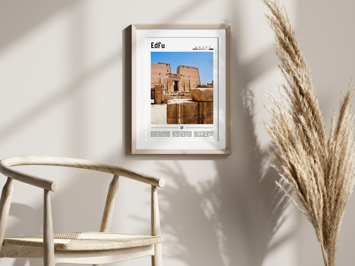 Edfu Minimal Travel Poster, Oil Painting - Image 2