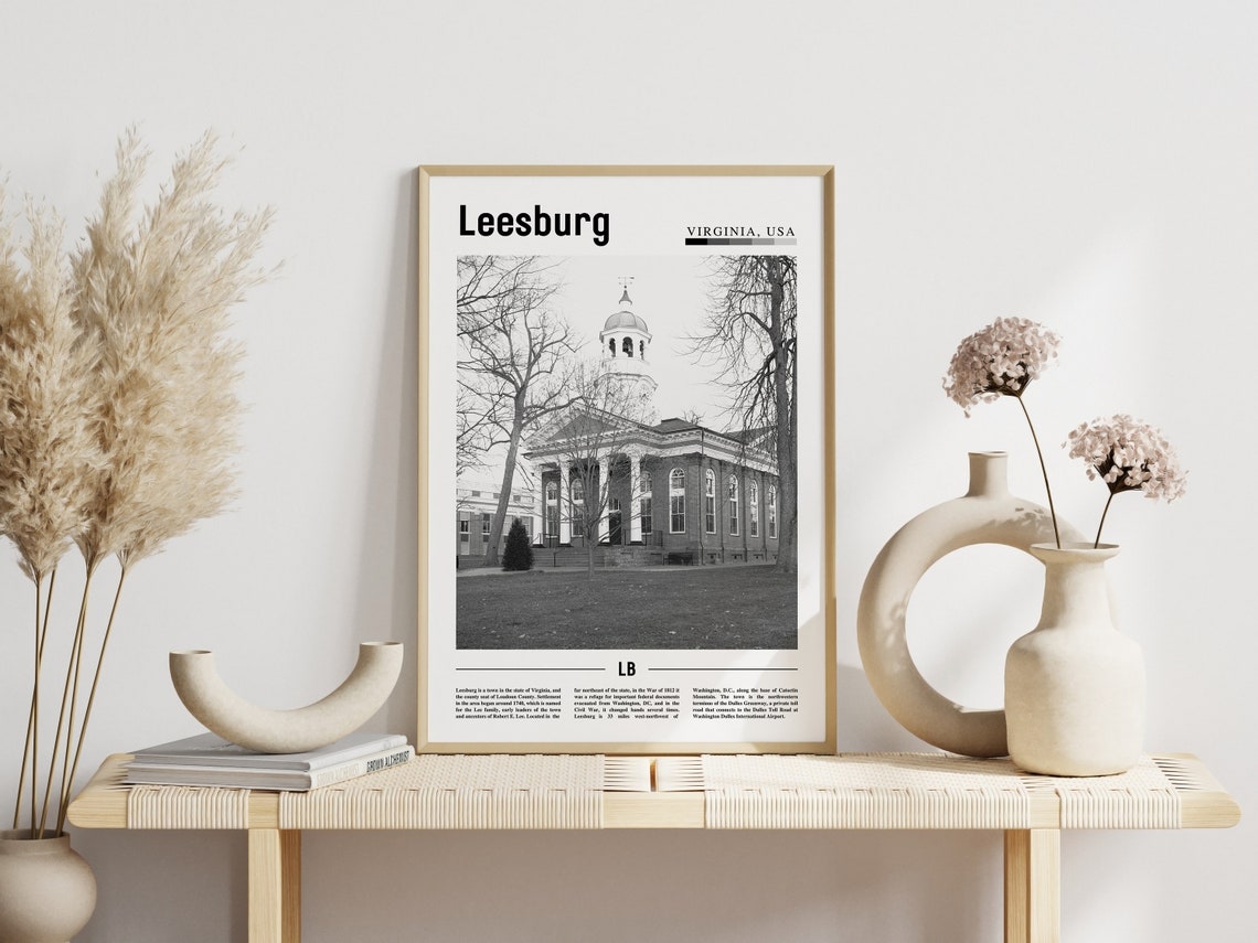 Leesburg Poster Black And White Leesburg Print Black And White Leesburg Wall Art Minimal Travel Print Travel Poster - Image 6