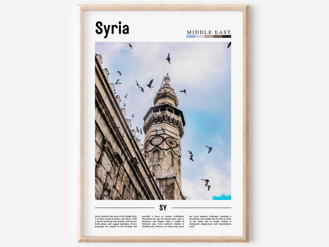 Syria Poster Syria Print Syria Wall Art Minimal Travel Print Travel Destination Oil Painting Poster