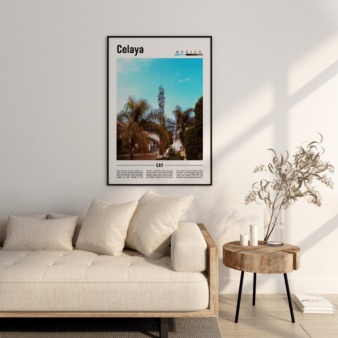 Celaya Minimal Travel Poster, Oil Painting Style - Image 3