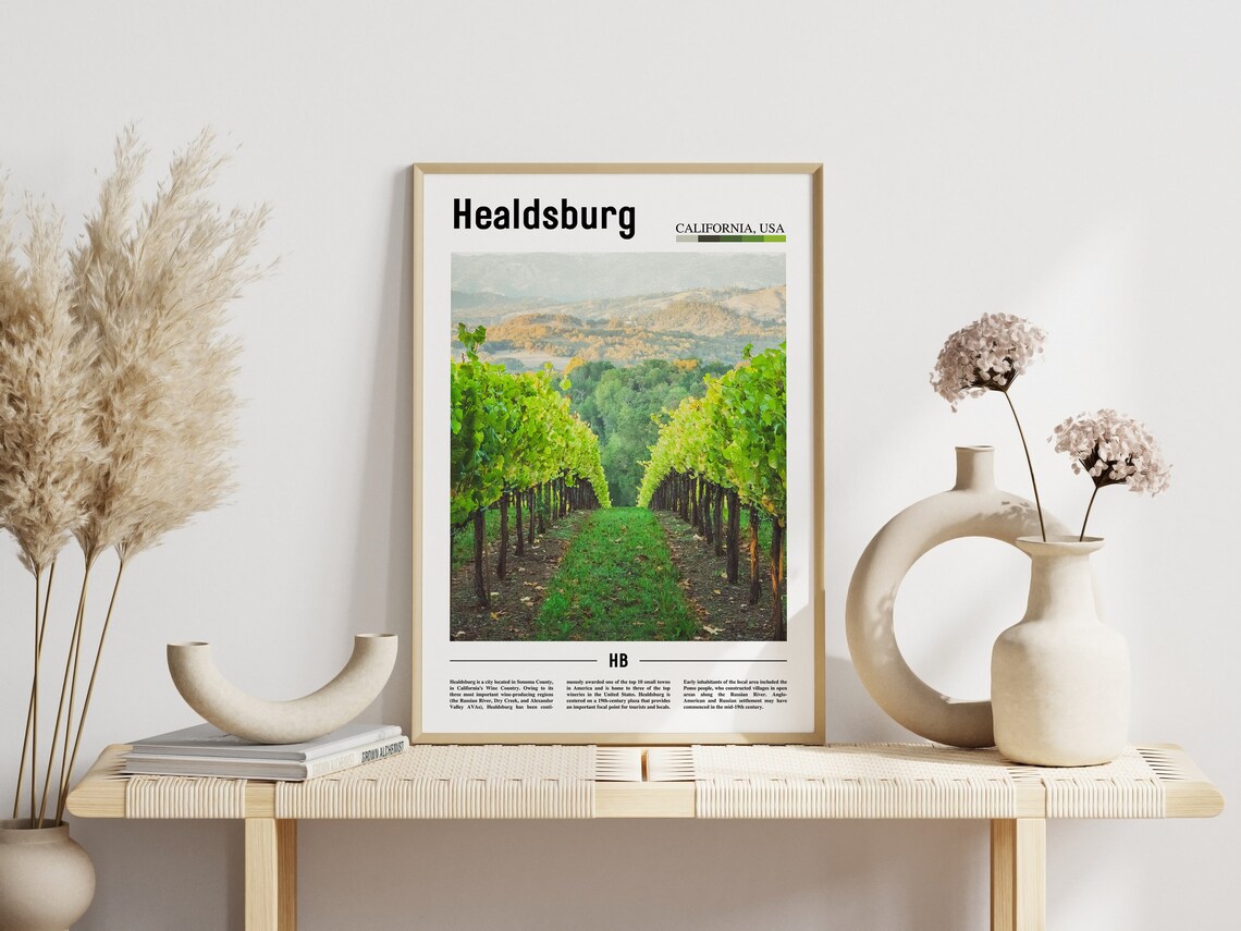 Healdsburg Minimal Travel Poster, Oil Painting Style - Image 6
