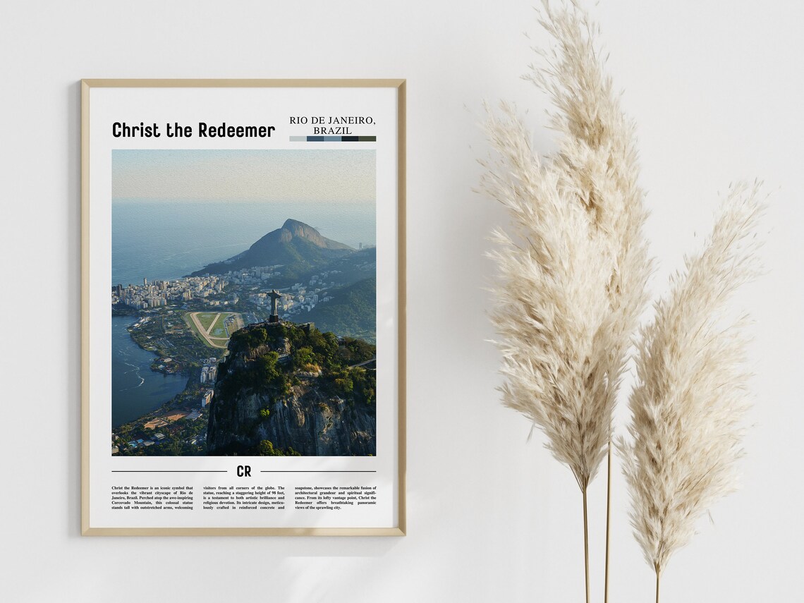 Christ The Redeemer Poster Christ The Redeemer Print Christ The Redeemer Wall Art Minimal Travel Print Oil Painting Poster - Image 4