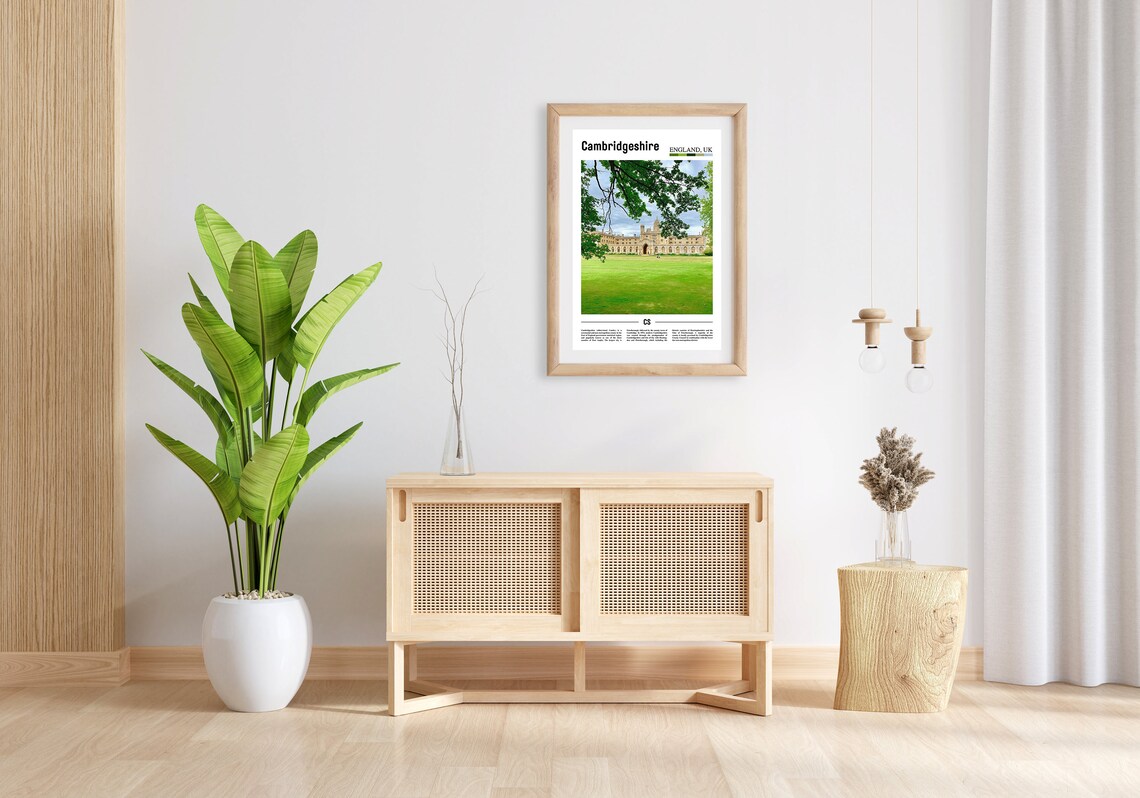 Cambridgeshire Minimal Travel Poster, Oil Painting - Image 3