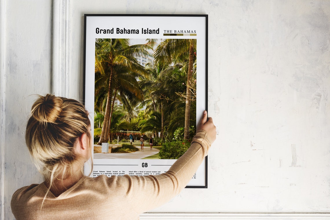 Grand Bahama Island Poster Grand Bahama Island Print Grand Bahama Island Wall Art Minimal Travel Print Oil Painting Poster - Image 5