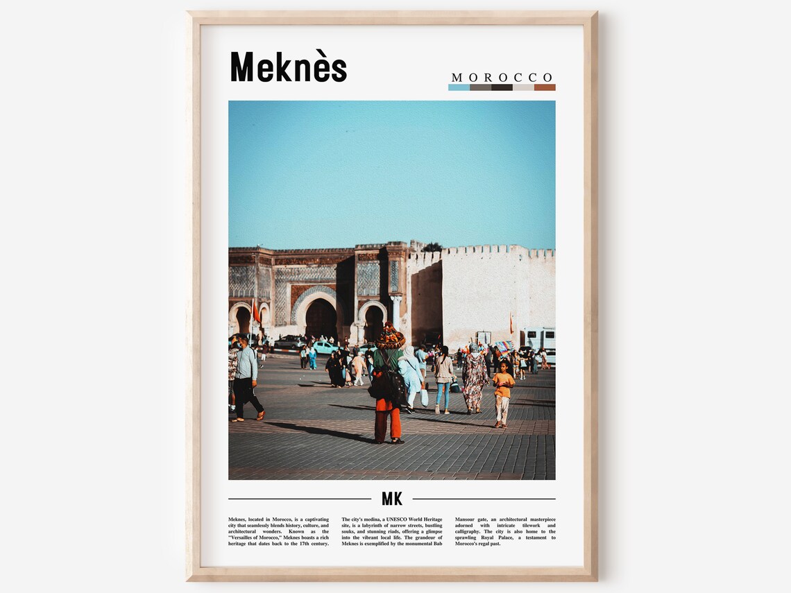 Mekns Minimal Travel Poster, Oil Painting