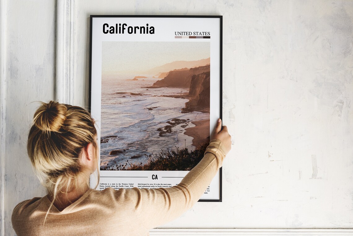 California Minimal Travel Poster, Oil Painting - Image 4
